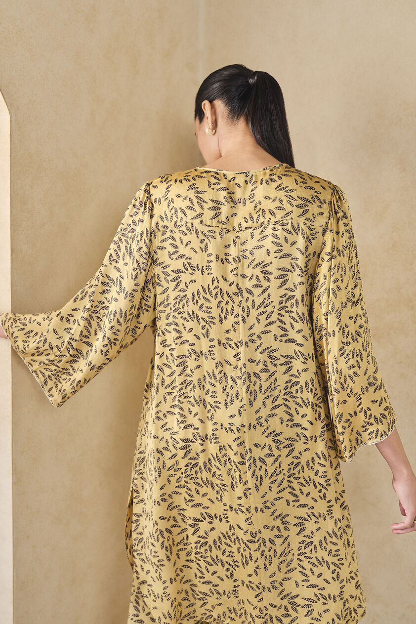 Leafbird Handcrafted Ajrakh Drawstring Co-ord - Yellow, Yellow, image 6
